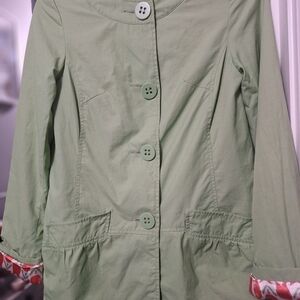 Tulle Green and Orange Floral Lined Jacket